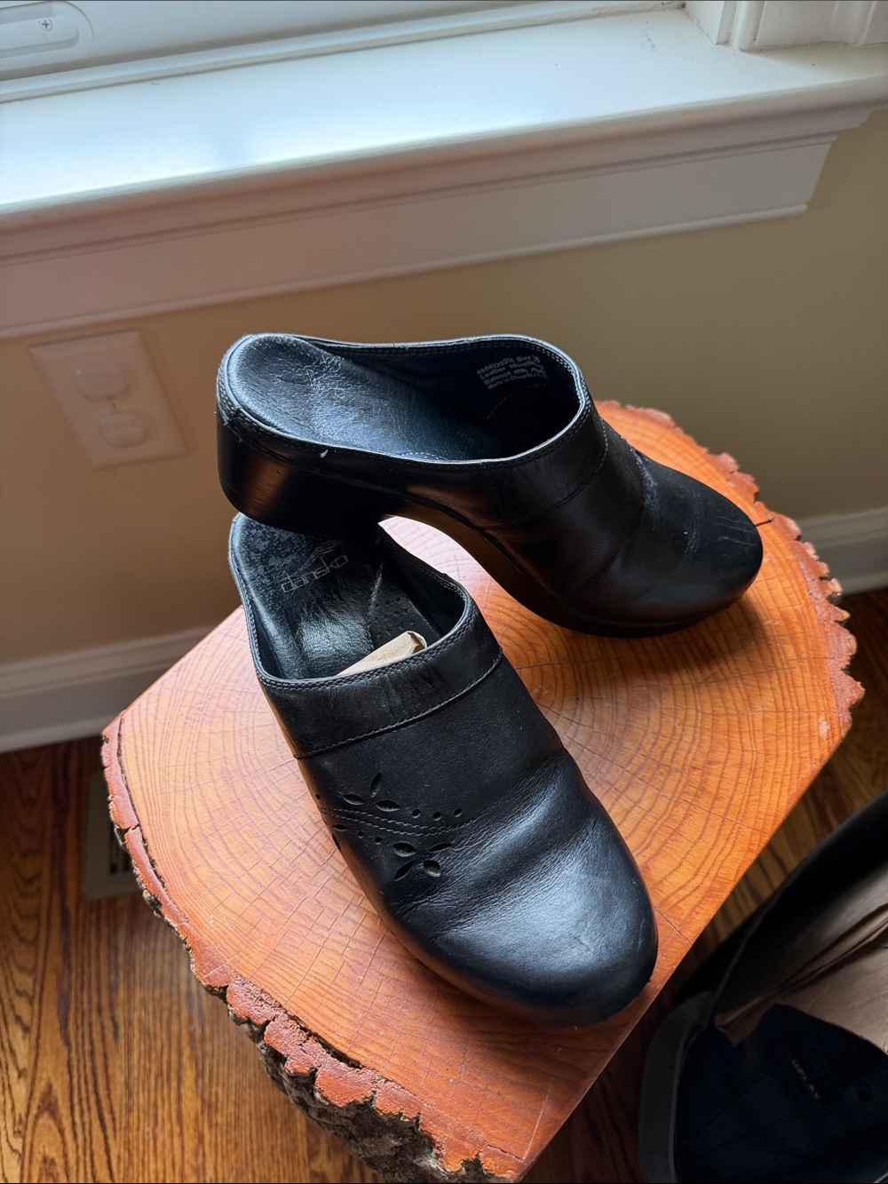 Dansko Black Slip-On Clog with Embossed Sole